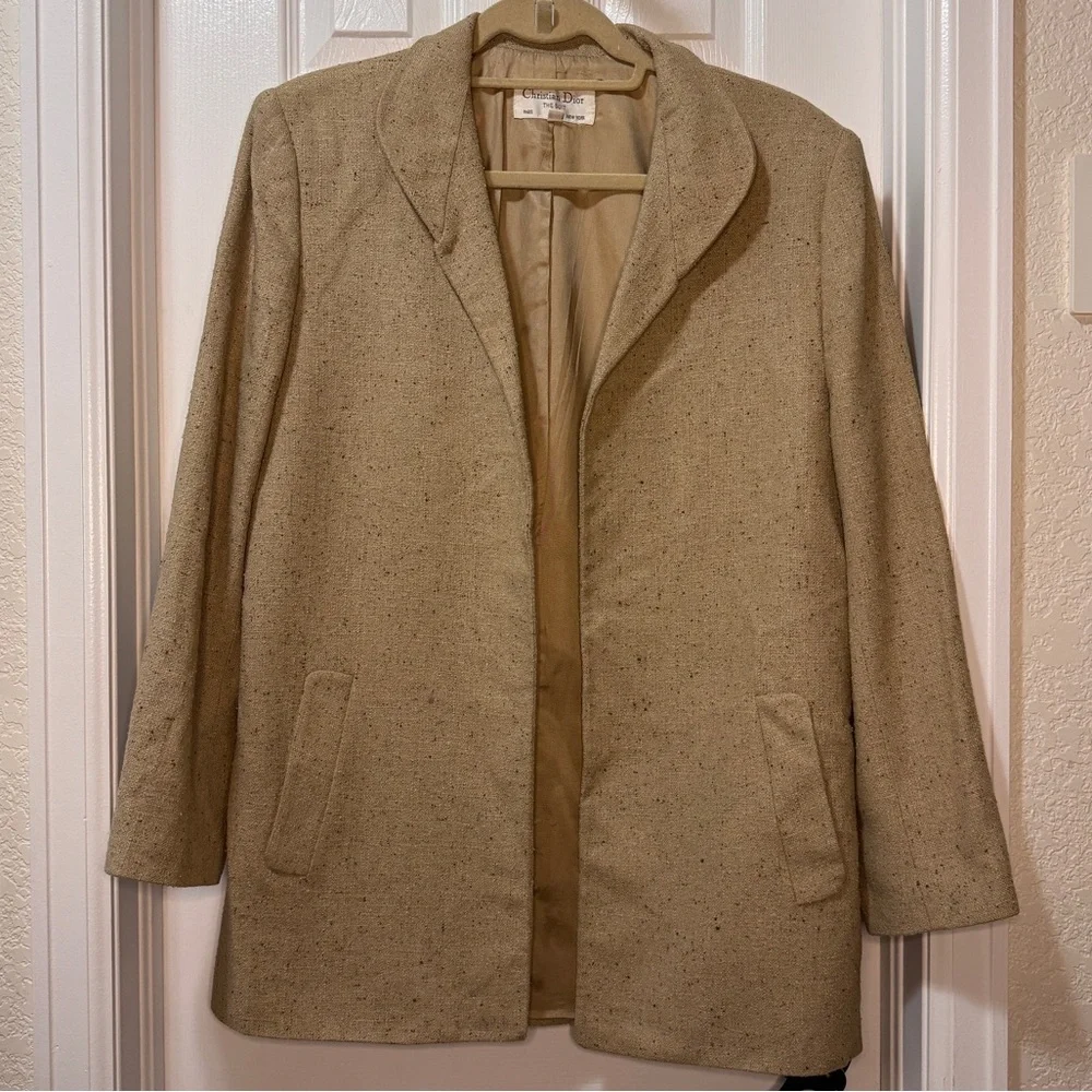 VTG Christian Dior Classic Tan/Brown Tweed Suit Jacket